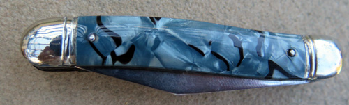 TWO BLADE RICHLANDS SHEFFIELD ENGLAND BLUE PEARL / MARBLE POCKET KNIFE
